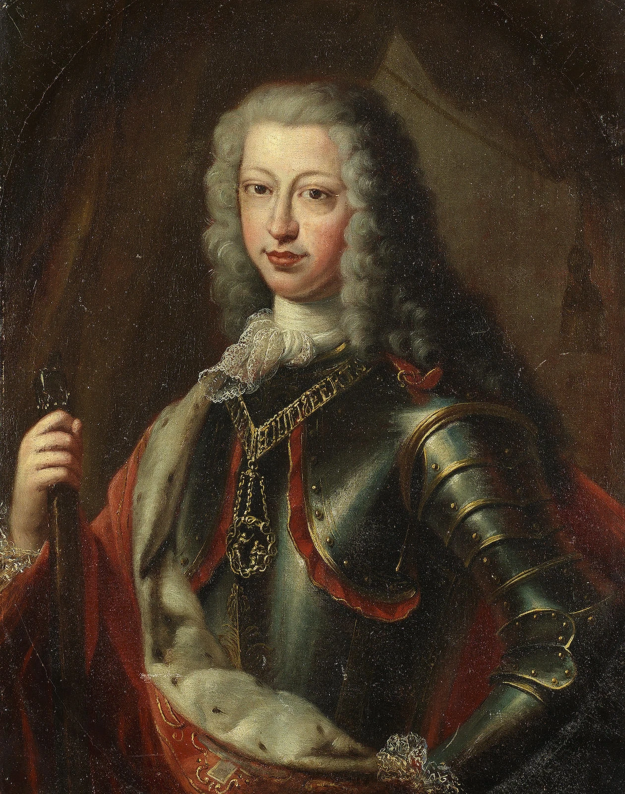 King Amadeus II wearing identical armor as the Unknown King and with matching facial features and accoutrements.