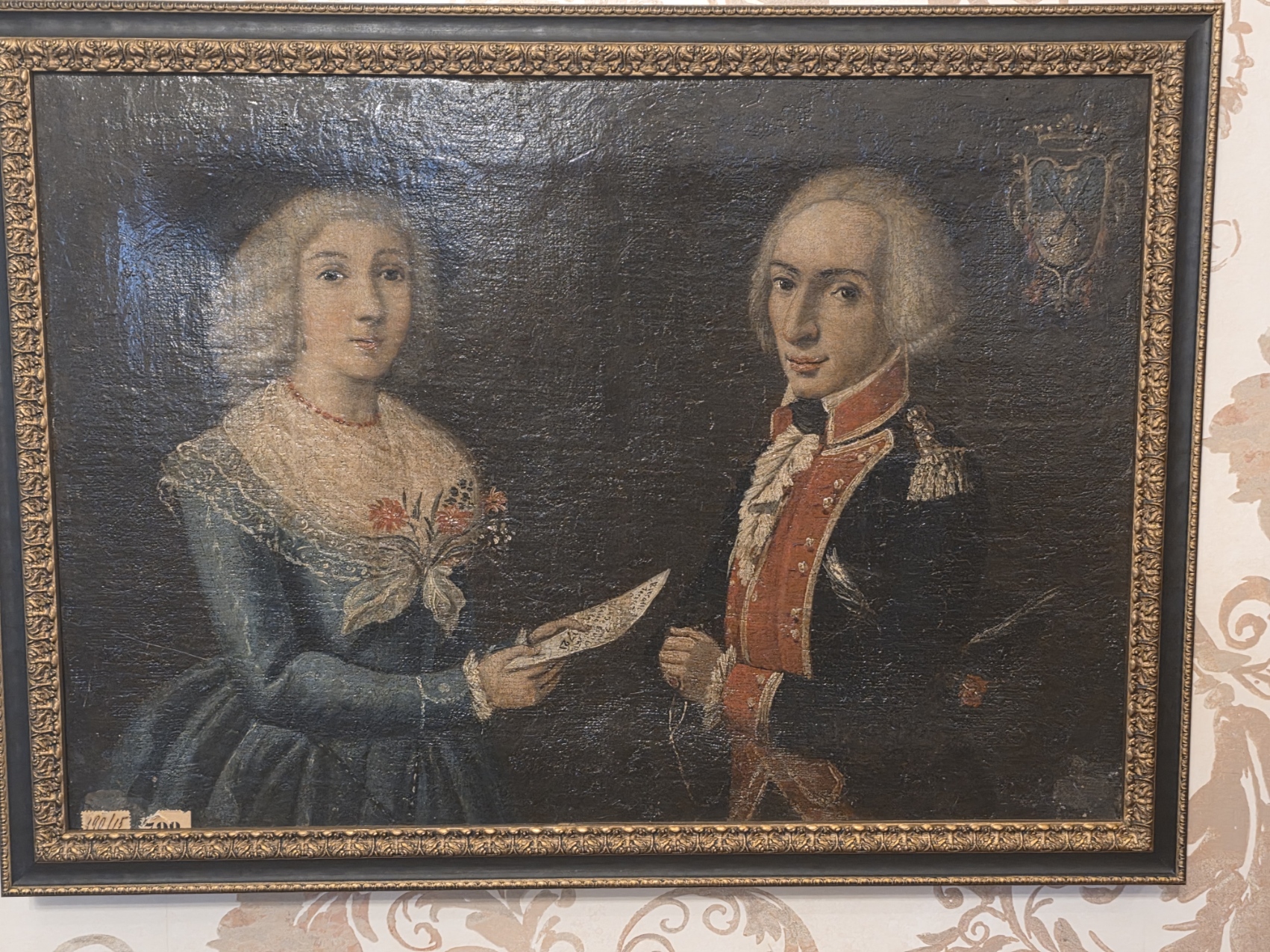 Charles Emmanuel III, son of King Amadeus II, presenting marriage contract to Princess Anne Christine of Sulzbach promising to marry and make her queen of the kingdom.